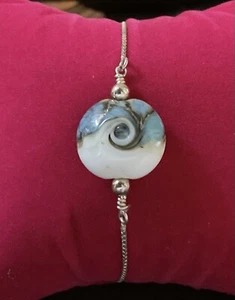 Pulsera de plata esterlina con cuentas onduladas ajustables azules - Imagen 1 de 5