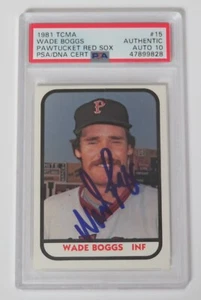Wade Boggs HOF Signed Autograph 1981 TCMA Minor Pre Rookie Card # 15 PSA 10 Auto - Picture 1 of 4