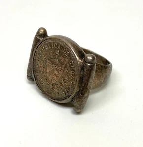 Antique Coin Ring Diez Centavos 1949 Sterling Silver - Picture 1 of 7