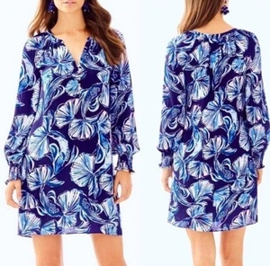 LILLY PULITZER 198 $ Brynle Etuikleid in Reel Life blau botanischer Druck Größe L - Bild 1 von 13