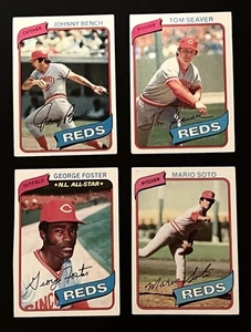 1980 Topps Reds Lot - Johnny Bench + Tom Seaver + Foster + Soto - Low Grade - Picture 1 of 2