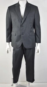 DOCKERS Charcoal Gray Wool Blend Two-Button 2-Piece Pleated Suit 42S x 36W - Picture 1 of 9