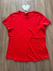 TOMMY HILFIGER Ladies T-Shirt WWOWW37857SNE Size XXL 100%Cotton BNWT Firework - Picture 1 of 11