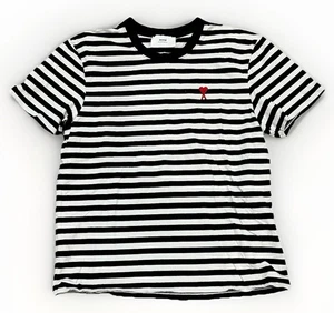 AMI Alexandre Mattiussi Men’s Large Black Striped Ami Striped Summer A T-Shirt - Picture 1 of 13