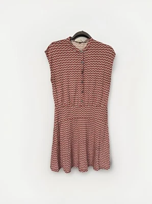 Vestido Camisa Boden Fácil Estampado Geométrico Rojo Hasta la Rodilla Ajuste Acampanado Foto 1 de 4