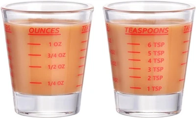 Pack de 2 vasos medidores de vaso de chupito rojo, 26 medidas incrementales Foto 1 de 4