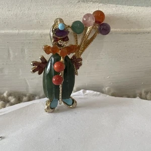 Vintage SWOBODA Multi-Gemstone Clown w/ Balloons Figural Brooch Signed - Picture 1 of 4