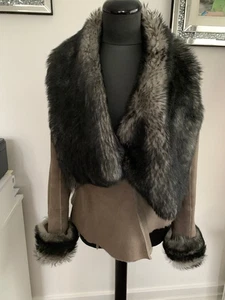 Dom and Ruby real sheepskin shearling fur waterfall coat Toscana UK10-12 US8-10 - Picture 1 of 24