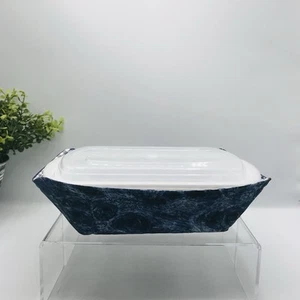 ¡NUEVO! Acogedor microondas para contenedores de comida para llevar reversible, guinga azul marino - Imagen 1 de 6