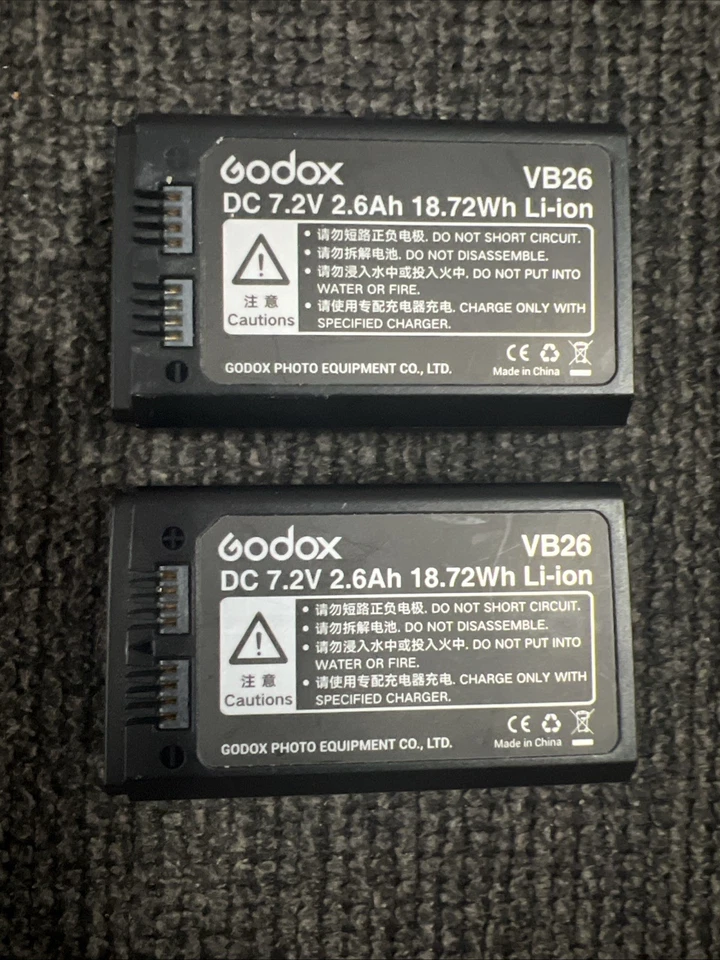 Godox VB26 7,2 В 2,6 Ач 18,72 Втч литий-ионные аккумуляторы лот (2) - Изображение 1 из 2