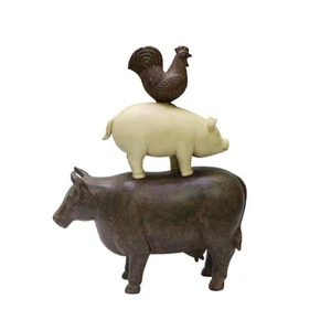 3 Farm Animals Stacked Rooster Pig and Cow Resin Statue Figurine Home Decorat... - Picture 1 of 6