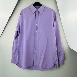 Ralph Lauren camicia uomo viola con bottoni manica lunga taglia large leggi - Foto 1 di 9