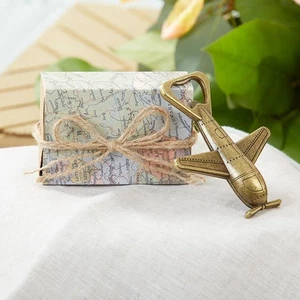 25 "Let the Adventure Begin" Airplane Bottle Opener Wedding Favors Travel Theme - Picture 1 of 4