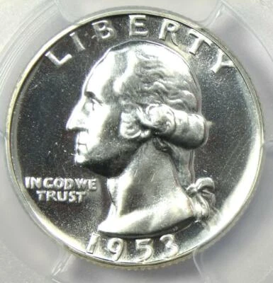 1953 PROOF Re-Engraved Tailfeathers TF Washington Quarter 25C FS-901 - PCGS PR66 - Image 1 of 4