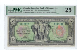 Canadian Bank of Commerce 1917 $5 Aird-Logan (Small) 75160406a PMG VF 25 - Picture 1 of 2