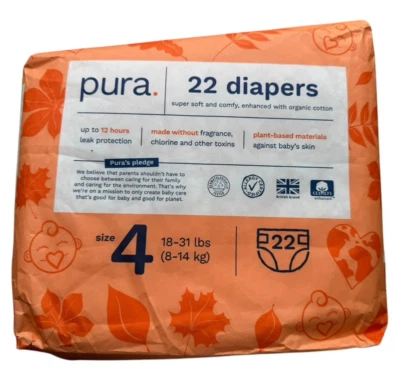 Pañales Pura tamaño 4 libres de toxinas - 18-31 libras - 22 unidades Foto 1 de 4