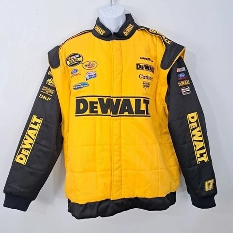 Nascar DeWalt #17 Matt Kenseth Roush Racing Quilted Snap Racing Jacket Cover