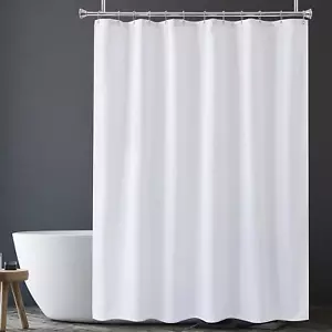 Waterproof White Shower Liner Fabric, 72 X 72 Inches, Washable with 12 Grommet H - Picture 1 of 12