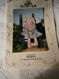 Mopsy 13" Rabbit Bunny Holding Basket Sewing Primitive Stuffed Craft Pattern '93 - Picture 1 of 2