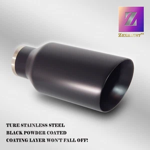 5in BIG BLACK EXHAUST TIP 2.5in INLET 12in L ANGLE DOUBLE WALL for DODGE DURANGO - Picture 1 of 6