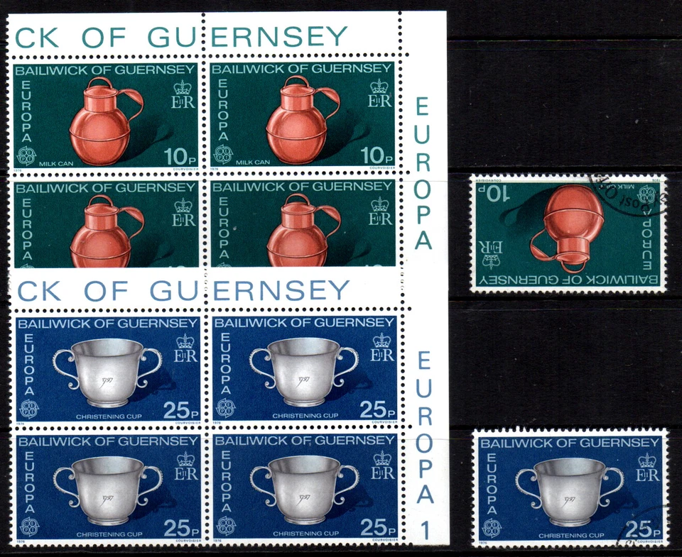 Guernsey Europa 1976 Corner Blocks x 4 MNH and 1 Set VFU - Image 1 of 1