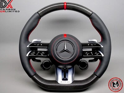 Mercedes AMG EQE E53 E63S 2023 Red Heated Touch Sensor Carbon Steering Wheel v1 - Image 1 of 4