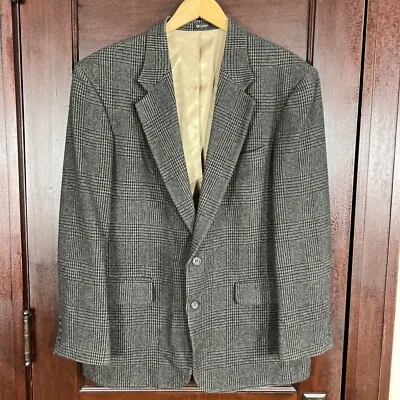 Abrigo deportivo chaqueta a cuadros ventana negra mezcla lana 42R de colección Robert Stock para hombre Foto 1 de 4