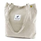 Corduroy Tote Bag for Women Canvas Shoulder Cord Purse with Inner Pocket