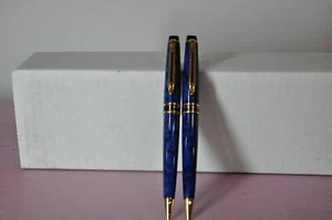 Waterman Expert II Set France Blue & Gold Ballpoint Pen & 0.5 Pencil In Box * - Picture 1 of 2