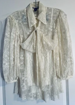 ROBERT RODRIGUEZ TOP ENCAJE COLOR CREMA MANGA LARGA TALLA 12 Foto 1 de 4