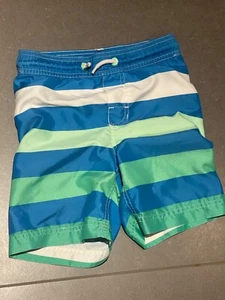 Gap Kids Bathing Suit Blye Green White Stripe Size XS 4-5T - Picture 1 of 5