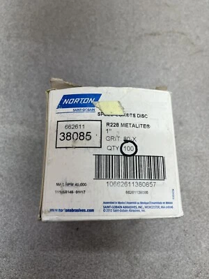 (100) Norton R228 Quick Change Sanding Discs 66261138085, 1" TS, 80 Grit - Image 1 of 3