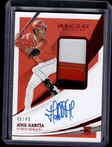 2021 Panini Immaculate Jose Garcia Patch Auto /49 Red Rookie Jersey Reds