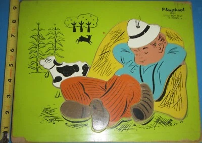 Puzzle de madera azul para niño pequeño vintage Playskool #185 11 piezas 11 1/2 X 9 /14 Foto 1 de 3