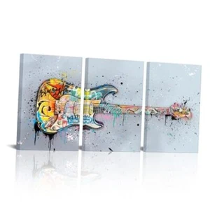 Music Wall Art Guitar Painting Canvas Prints Music Wall Decor 24L" x 16W" - Picture 1 of 7