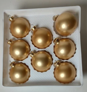 Vintage Visions By Holly 8 Glass Gold Frosted Ornaments 2 1/4" USA Made - Picture 1 of 6