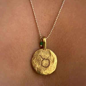 Taurus star sign Zodiac necklace Gold plated - Picture 1 of 4