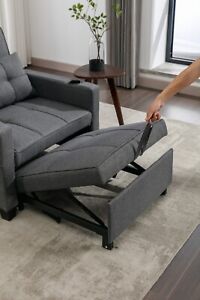Futon Chair Bed 3-in-1 Pull Out Sleeper with USB Ports, Wear-resistant