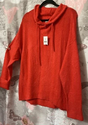 NWT Lou And Grey Woman’s L Solid Coral High Neck Oversize Sweater  Lightweight - Image 1 of 4