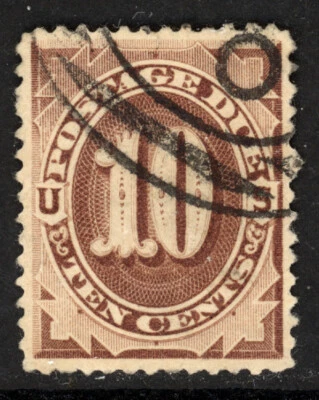 SCOTT J19 1879 10 CENT POSTAGE DUE ISSUE USED VF CAT $35! - Image 1 of 2