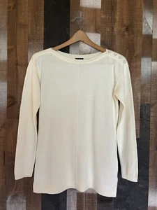 NWT Talbots Sweater PS White Boatneck Pullover Buttons Long Sleeve Cotton Blend - Picture 1 of 13