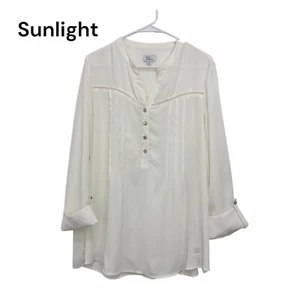 Kim Rogers Womens Cream Pleated/Half Button-Front 3/4-Sleeve Tunic Top Size XXL - Picture 1 of 16