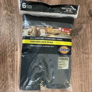 DICKIES BRONZE SERIES CUSHIONED CREW PERFORMANCE WORK SOCKS 6pack SIZE 12-15 NEW - Picture 1 of 2