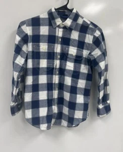 Gaps Boy’s Sz M 8 Button Up Shirt L/S Tab Sleeves Gingham Blue White Pockets - Picture 1 of 9