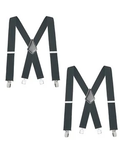 Buyless Fashion Mens 2 Pack Suspenders - 48" Adjustable Heavy Duty 2" Wide - X - Picture 1 of 77