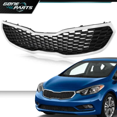 New Fit For 2014-2016 Kia Forte Front Bumper Upper Grille Grill w/ Chrome Trim - Image 1 of 4