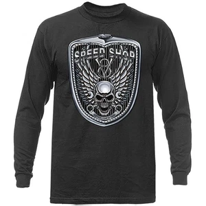 Speed Shop Skull Wings Grill Hot Rod Long Sleeve T-Shirt - Picture 1 of 17