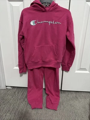 Sudadera con Capucha Champion Script Logo Juvenil Rosa (Magenta) Powerblend Talla 10-12 Foto 1 de 4