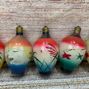 Antique Hand Painted Figural Light Bulb Christmas Ornaments Set of 10 UNESTED - Picture 1 of 12