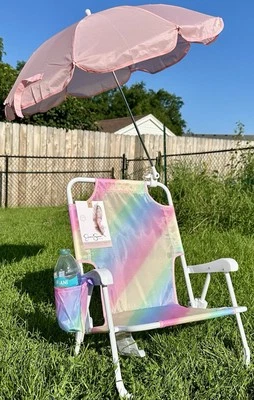 Silla de Playa JESSICA SIMPSON 3-6 Años Hombre Arco Iris Plegable Paraguas Taza Foto 1 de 4